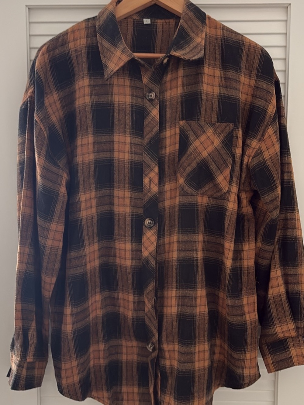 Women's Brown Plaid Flannel Button-Up Shirt
